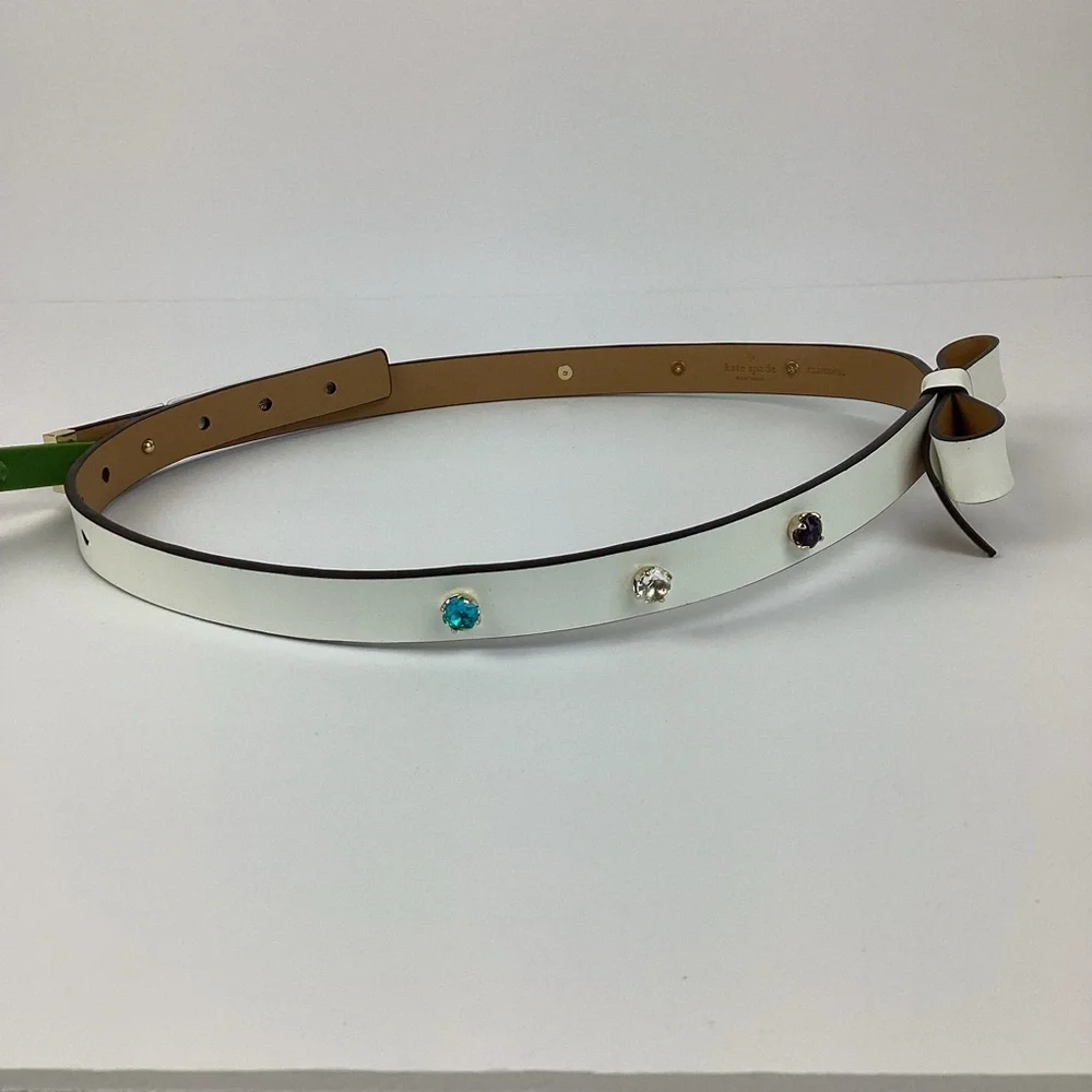 NWT Kate Spade New York Rhinestone Bow Belt in White | Medium